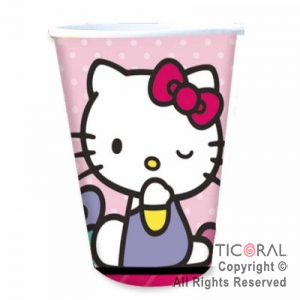 HELLO KITTY VASO POLIPAPEL x 8